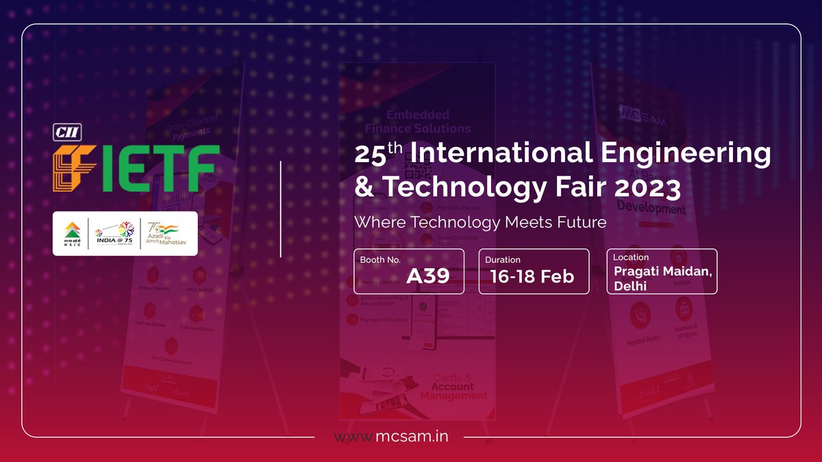 team_mcsam's tweet photo. Come Join us at IETF 2023, happening from 16 to 18 Feb 2023! Swing by the MCSAM booth A-39 and connect with our team to discover the latest in cutting-edge financial technology. We can't wait to chat with you and share our innovative solutions. See you there!
#IETF #CII #MCSAM https://t.co/EqFlMTirsd