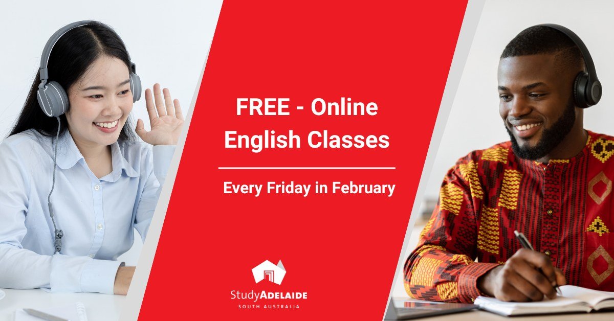 Attention English learners! 🛎️

StudyAdelaide is offering a series of FREE online English classes, including academic English, general English, IELTS preparation and more.

Register now and join every Friday! 
ow.ly/Ly6b50MSAQJ

#StudyAustralia #StudyAdelaide #EnglishClass