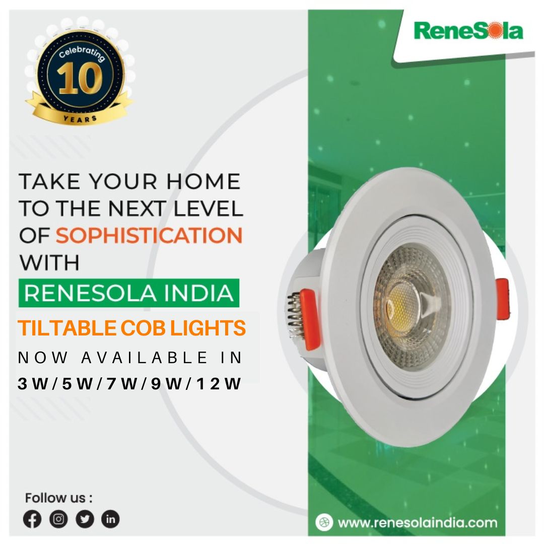 LtdRenesola's tweet image. Take your home to the next level of sophistication with RENESOLA INDIA - TILTABLE COB LIGHTS! Now available in 3W/5W/7W/9W/12W

#LtdRenesolaindia #ReneSola #Tiltable #ledlights