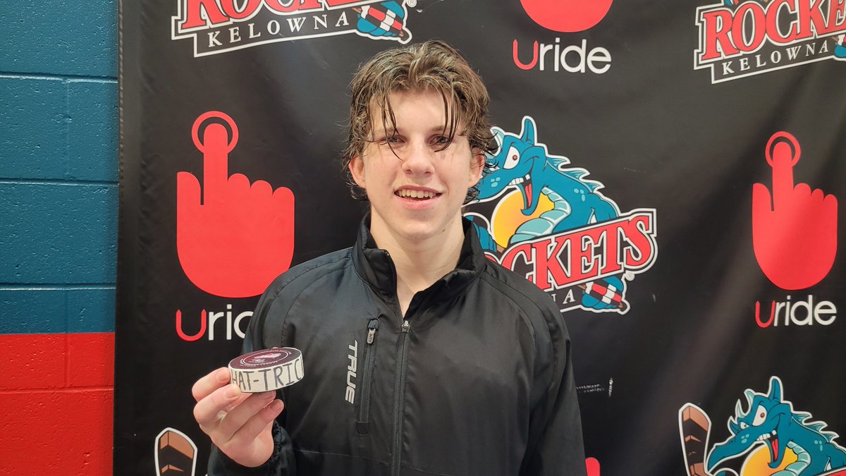 Kelowna_Rockets's tweet photo. Another puck added to Andrew Cristall's collection of WHL accolades. 

First hat trick ✅️ https://t.co/JXXjKH2NpH