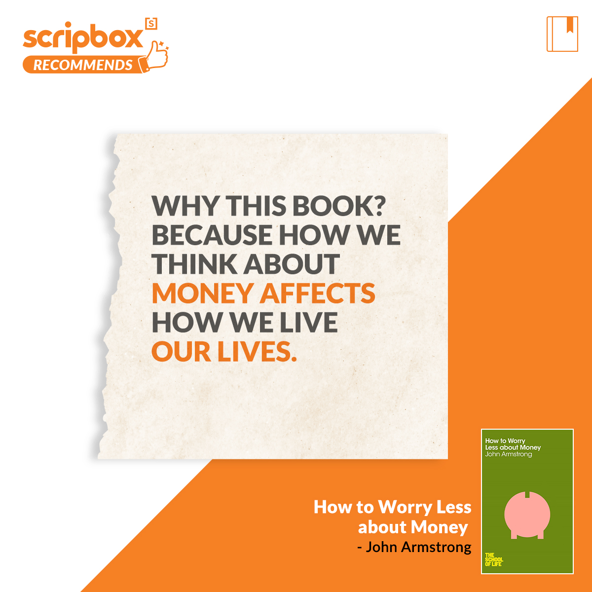 scripbox's tweet photo. A book which makes it to our list of absolute essential reads, this week’s #ScripboxRecommends is John Armstrong’s How to Worry Less about Money. https://t.co/OHGsrs8Q2P
