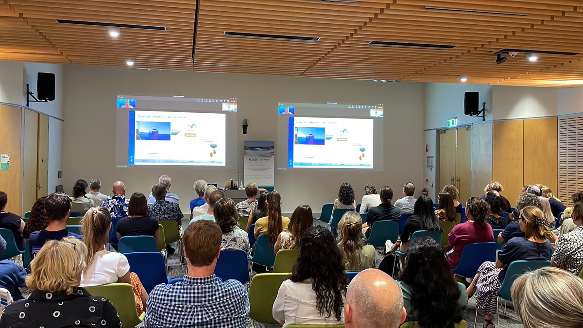 A big crowd in the auditorium for the IOMRC In-House Seminar this afternoon, with some great speakers lined up from partners <a href="/aims_gov_au/">Australian Institute of Marine Science</a> @DPIRDWA <a href="/CSIRO/">CSIRO</a> ready to go!