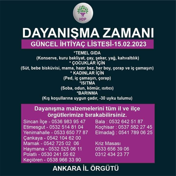 Çankaya İlçemiz açık yardımlarınızı bekliyoruz.

İletişim: Ramazan KARAKOÇ - 0542 104 62 00

Adres: Adres Kocatepe mahallesi Hatay sokak 5/3 Çankaya Ankara