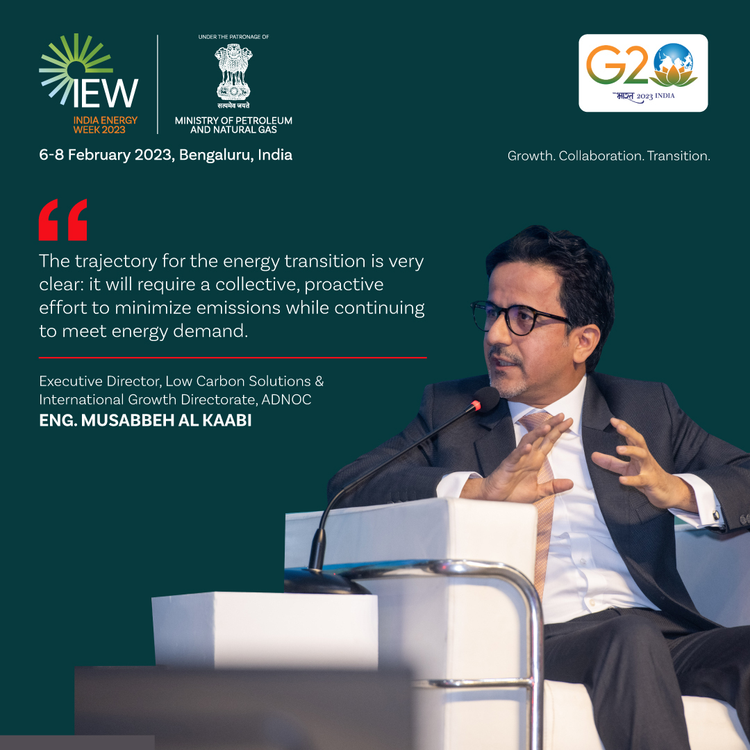 IndiaEnergyWeek's tweet photo. Outside of the AMER9 dialogue during #IndiaEnergyWeek 2023, delegates attending the Strategic Conference heard from energy leaders about the importance of global partnerships to achieve secure, reliable, and sustainable energy for all, and more.

#G20India #ADNOC #CarbonSolutions https://t.co/xn6iLYbXxi