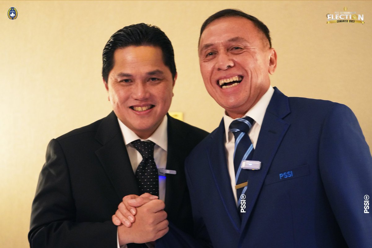 Selamat atas terpilihnya Erick Thohir sebagai Ketua Umum PSSI Periode 2023-2027. Terima kasih atas dedikasinya untuk PSSI, Mochamad Iriawan selama mengemban tugas sebagai Ketua Umum PSSI 2019-2023. #KitaGaruda