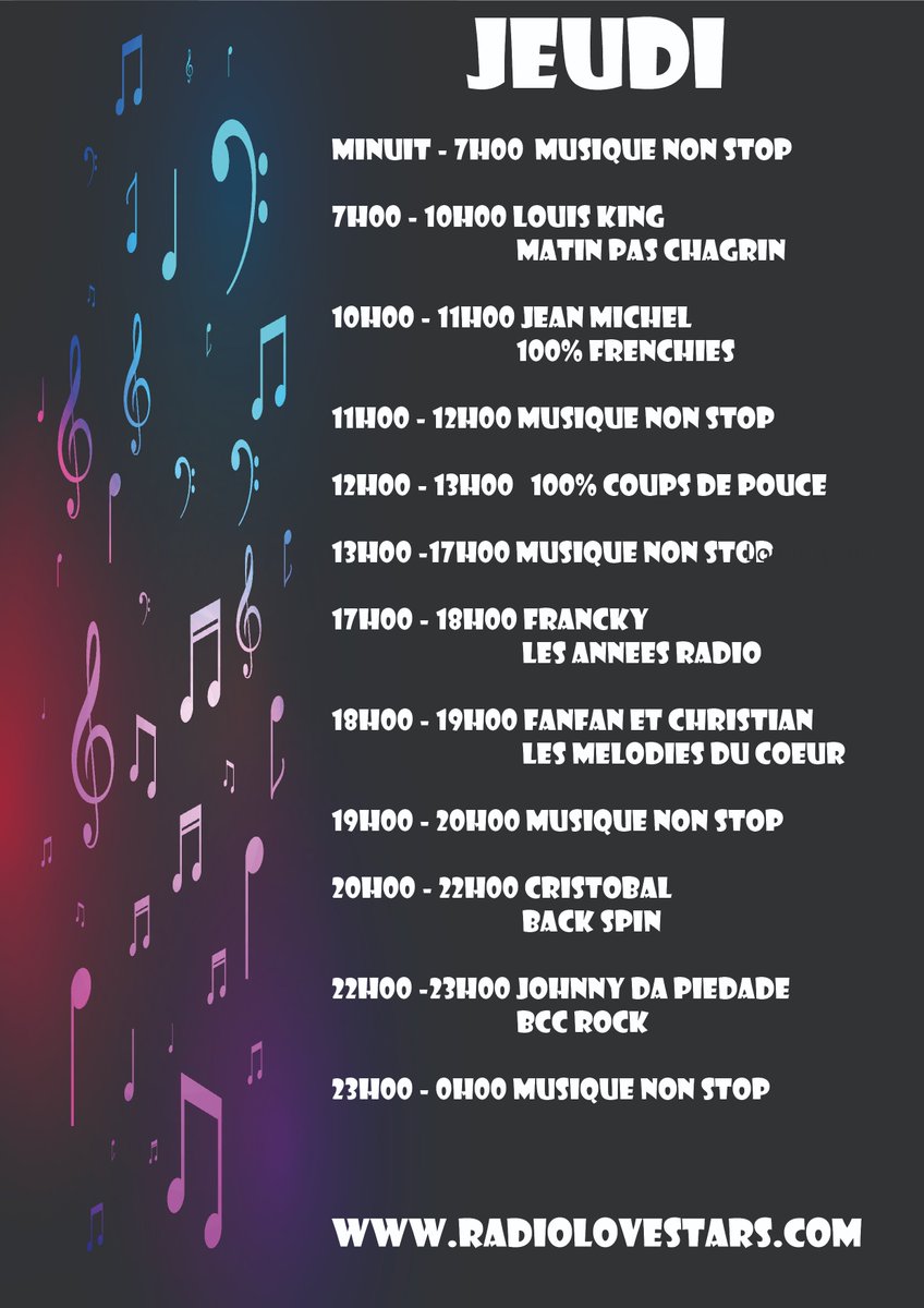 Bonne journée avec les programmes de Radiolovestars.
radiolovestars.com