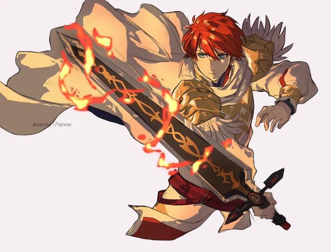 It took me forever and a query to find tweets on Twitter xd but I found that old doodle of Eliwood that I did some years ago.   Decided to redraw because I like to draw something for practice after sketching commissions, and here is the result! #FEヒーローズ #FEHeroes 