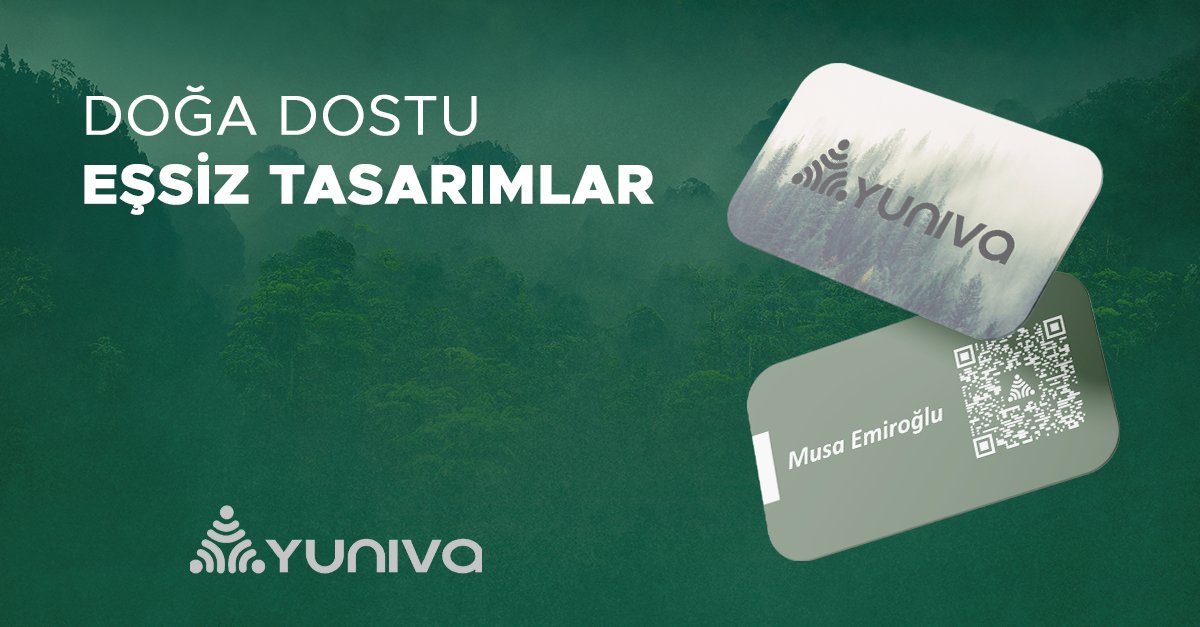 Yuniva #dijitalkartvizit marka değerinize ve doğaya vermesi gereken değer konusunda üzerine düşeni yapıyor. 
Sürdürülebilirliğe verdiğimiz önem ile hem sizin hem de doğanın yanında olmak bizim için çok değerli. 

#yunivacard #dijitalkart #nfccard #digitalbusinesscard