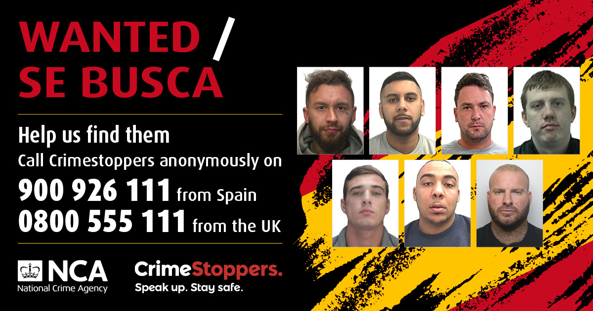 Policía Nacional (@policia) on Twitter photo ¿Reconoces a alguno de estos hombres? Son los #UKMostWanted2023
Buscamos a estos 7 #fugitivos junto <a href="/NCA_UK/">National Crime Agency (NCA)</a> y
<a href="/CrimestoppersUK/">Crimestoppers</a>
Si tienes info:
📞900 926 111 si llamas desde #España
📞0800 555 111 desde #ReinoUnido
📩losmasbuscados@policia.es
Tu RT nos ayudará a detenerlos ¿Reconoces a alguno de estos hombres? Son los #UKMostWanted2023
Buscamos a estos 7 #fugitivos junto <a href="/NCA_UK/">National Crime Agency (NCA)</a> y
<a href="/CrimestoppersUK/">Crimestoppers</a>
Si tienes info:
📞900 926 111 si llamas desde #España
📞0800 555 111 desde #ReinoUnido
📩losmasbuscados@policia.es
Tu RT nos ayudará a detenerlos
