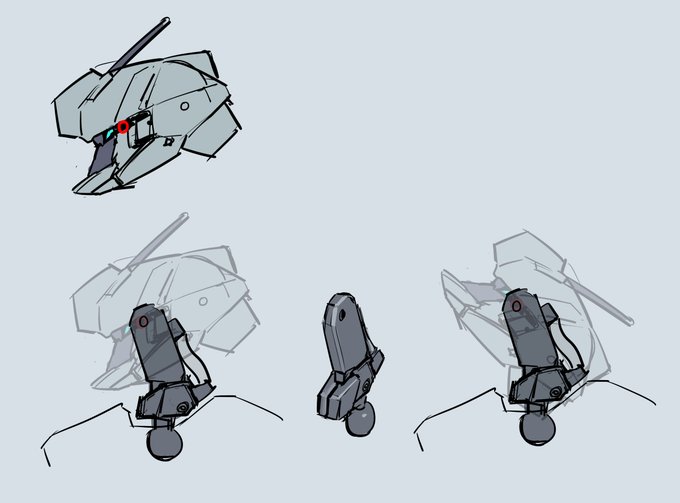 頭の内部に軸があったら、かなり上を向ける(飛行ポーズとか)のではないか…とちょくちょく考えている 使い道がないが

関節収まる切り欠きをかっこよくごまかすデザインとか、サイズによっては頭部全体モナカでフェイスに別パーツ使えないかもとかいろいろ問題はありそう 