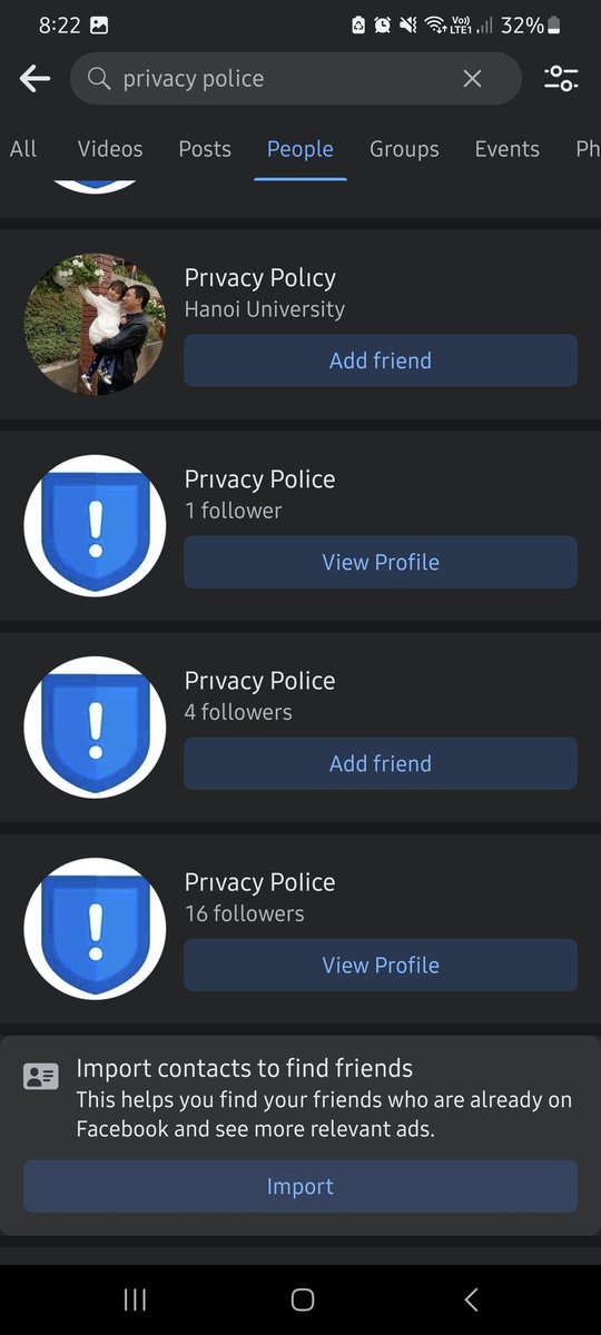 CourtieMartin's tweet photo. @facebook All of these 'Privacy Police' profiles are hacked profiles. The first one in the first picture is someone I knows profile that is unable to be recovered. Despite MULTIPLE reports.  These profiles still remain!! 

Sort it out! https://t.co/7CAnLnJEt6