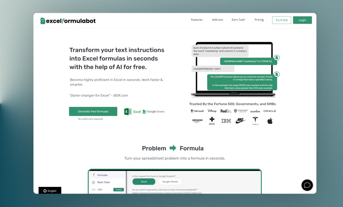ChrisStaud's tweet image. 4. Excel &amp;amp; Google Sheets Formula Generator (ExcelFormulaBot)

This tool is seriously good!

Provide plain text instructions and transform them into Excel formulas in seconds with the help of AI (for free).

👉 excelformulabot.com