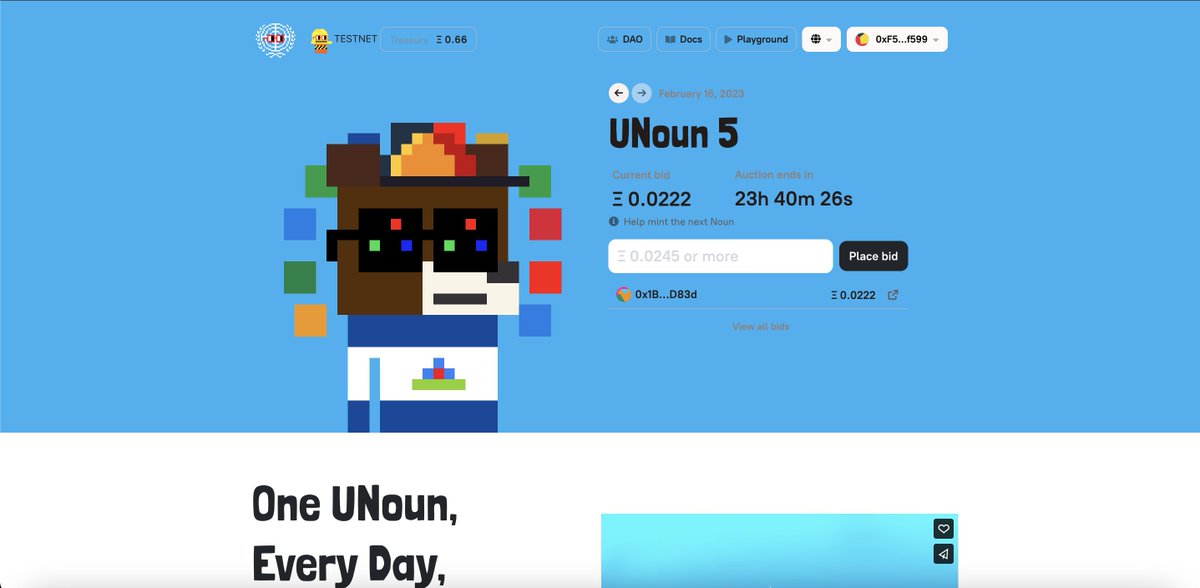 amiyoko409's tweet image. Bidding for tests is fun every day😆

#UNouns #launch on #Feb22nd 222🌐🚀
