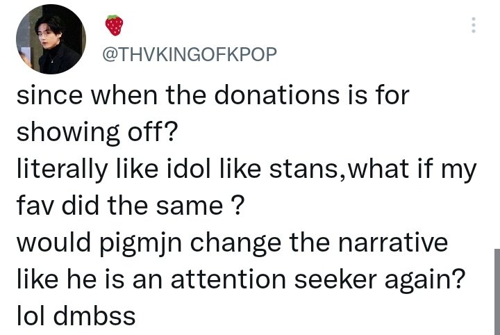 maindancer_pjm's tweet photo. Kths as usual playing victim after dragging Jimin for donating , doing a good job for humanity https://t.co/8bqzWRLGVH