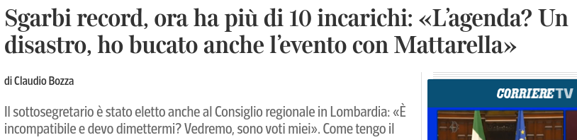 lo dico da DIECI anni: le candidature  multiple vanno ABOLITE perche' indecenti e dannose:

tips.zona-m.net/it/2012/10/abo…

e questa storia di Sgarbi, e NON perche' e' lui, ne e' solo la prova piu' recente.

Grazie <a href="/ClaudioBozza/">Claudio Bozza</a> per averla raccontata