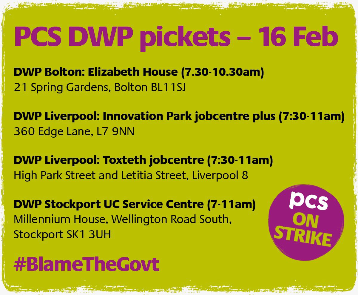 pcs_union's tweet photo. Solidarity to our DWP members back out on the picket lines this morning. They’ve had overwhelming support from passers by all week.
Give them a wave 👋 or honk your horn 🚗🚘 if you’re passing the picket line
#pcsonstrike #HeartUnion❤️ #BlameTheGov https://t.co/tlryBq8qtv