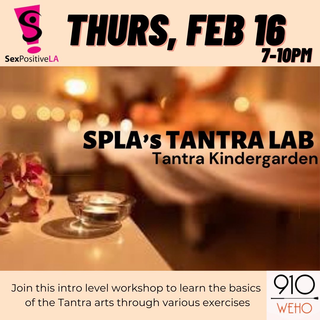 SexPosLA's tweet photo. It’s Valentines Week &amp; we’re still celebrating THIS THURSDAY at our Tantra Lab! Bring your sweetie or come solo to explore this Tantra class for beginners in a safe, playful space with other conscious sacred sexuality adventurers💕

Sliding scale tix💫
Link in bio⬆️ https://t.co/t97ajk7urc