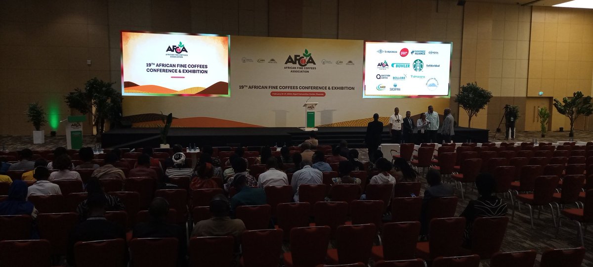faustinigena's tweet photo. The 19th African Fine Coffees Conference &amp; Exhibition will kickoff shortly at #Kigali convention center. The sound, AV and decorations are all ready. @fine_coffees @Rwacof #Rwanda https://t.co/3JK1c3GpiN