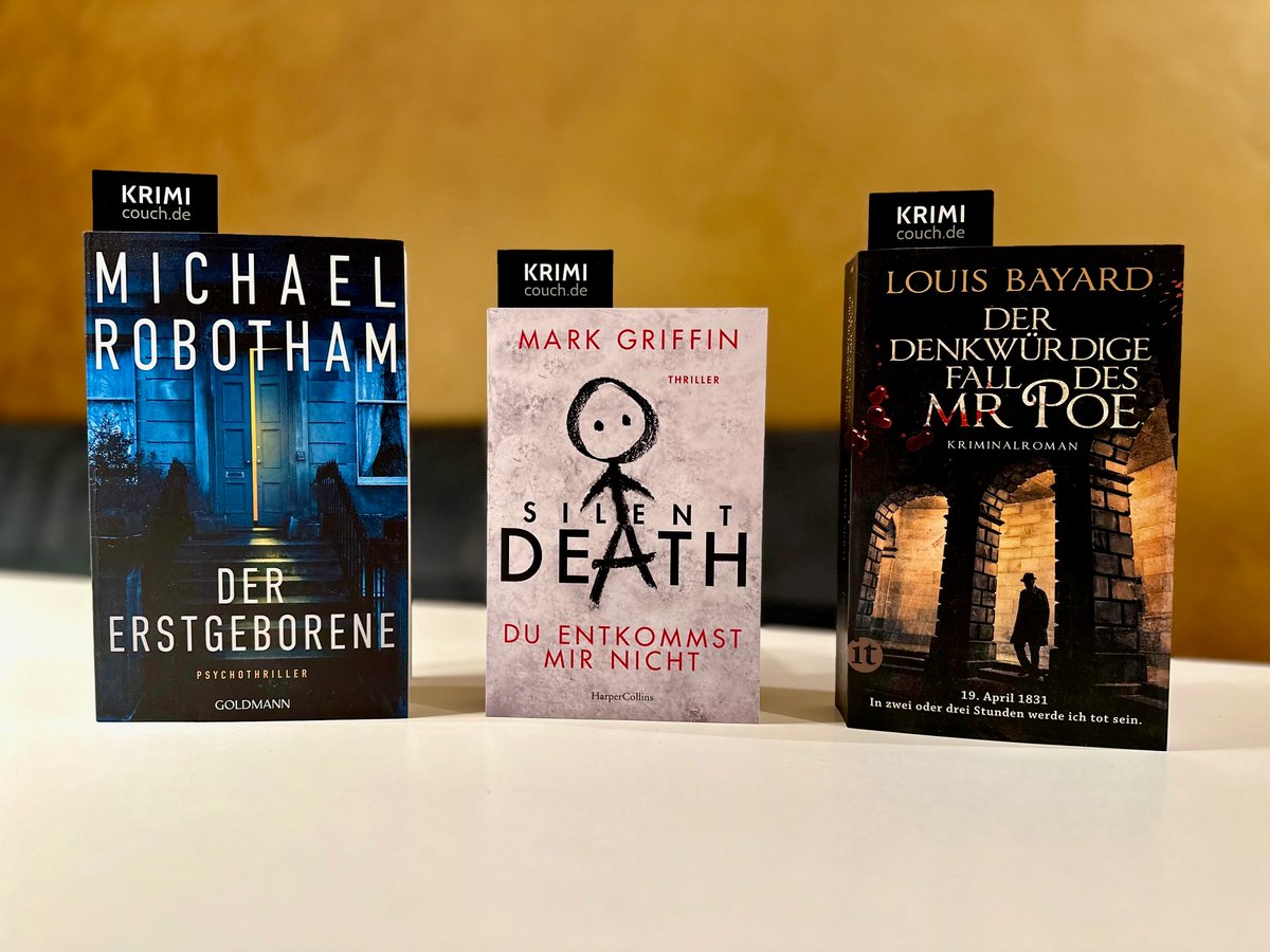 Das sind sie! Die drei Bücher auf unserer Shortlist zur Wahl „Buch des Jahres 2022“ auf der Krimi-Couch. 
„Der denkwürdige Fall des Mr Poe“ (<a href="/suhrkamp/">Suhrkamp Verlag</a>)
„Silent Death - Du entkommst mir nicht“ (<a href="/HarperCollinsDE/">Verlagsgruppe HarperCollins</a>)
„Der Erstgeborene“ (<a href="/GoldmannVerlag/">Goldmann Verlag</a>)
Infos: krimi-couch.de/magazin/buch-d…