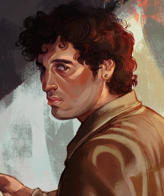 quick painting of my oc Cassidy at his work selling some apples : ) 