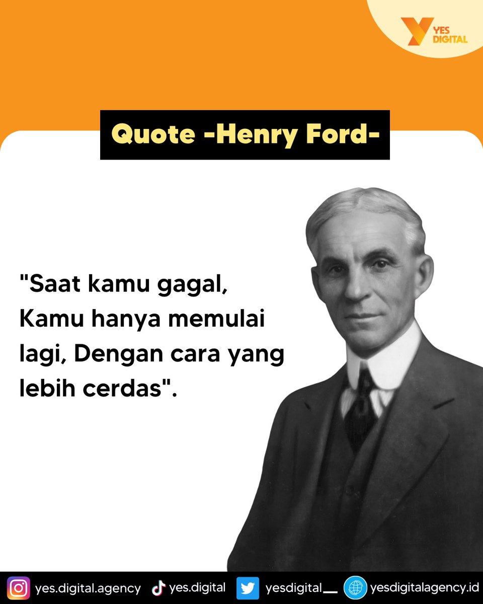 yesdigital__'s tweet photo. Saat Gagal Kamu Hanya Perlu Memulai Kembali Dengan Cara Yang Lebih Cerdas! -Henry Ford-

#YesDigitalAgency #Agency #DigitalMarketing #Marketing #GraphicDesigner #SocialMedia #SocialMediaMarketing #lfl #SocialMediaAgency #Agency #Advertising #Bisnis #BisnisDigital https://t.co/bGNmNlj0z6