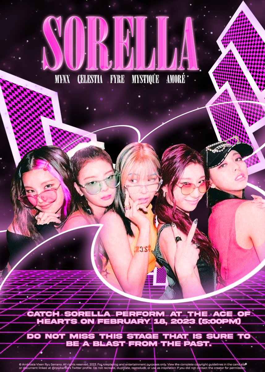 ㅤ

Has Lady Luck been treating you kindly? ♣️ 
The cards are on the table. 🃏
Are you looking to gamble on a good time? 🎰
Place your bets on the Pink Print! 🪙

Catch #SORELLA at the Ace of Hearts: The Deck of Love on Feb 18th!

#RPWValentines #AceOfHearts2023 

ㅤ