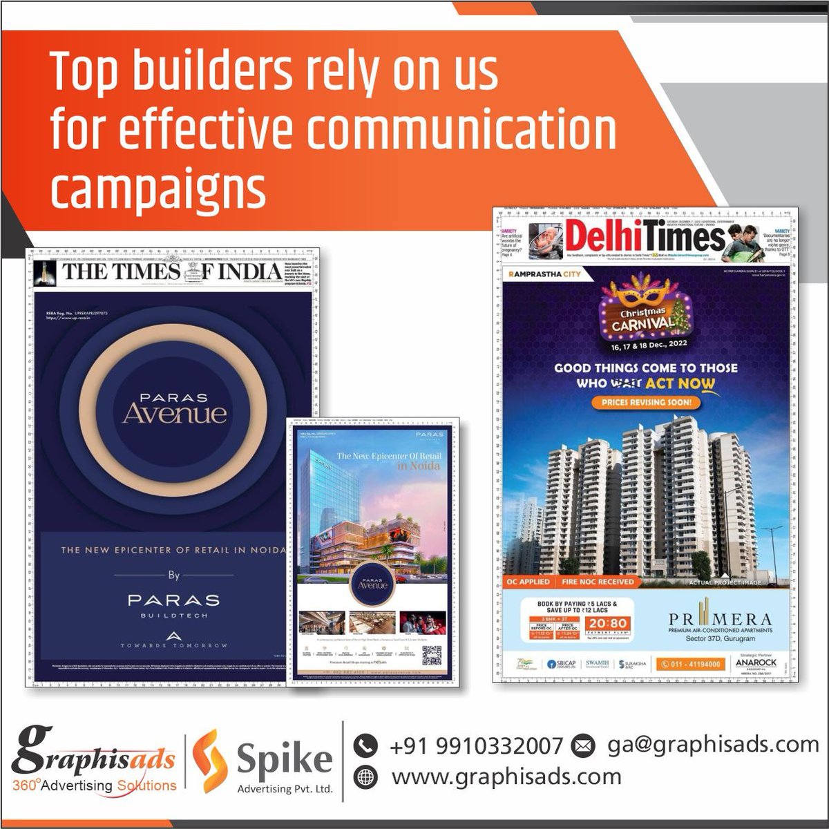 graphisads's tweet photo. Top Builders rely on us for
Effective Communication Campaigns
#parasavenue #Ramprastha #ramprasthacity #thetimesofindia #TOI #delhitimes #DT #Realestate #Builders #Printmedia #360degreegraphisads #advertisingagency #advertisementgoal #agency #graphisadsagency #360degreeagency https://t.co/6UpKQ2e4BV