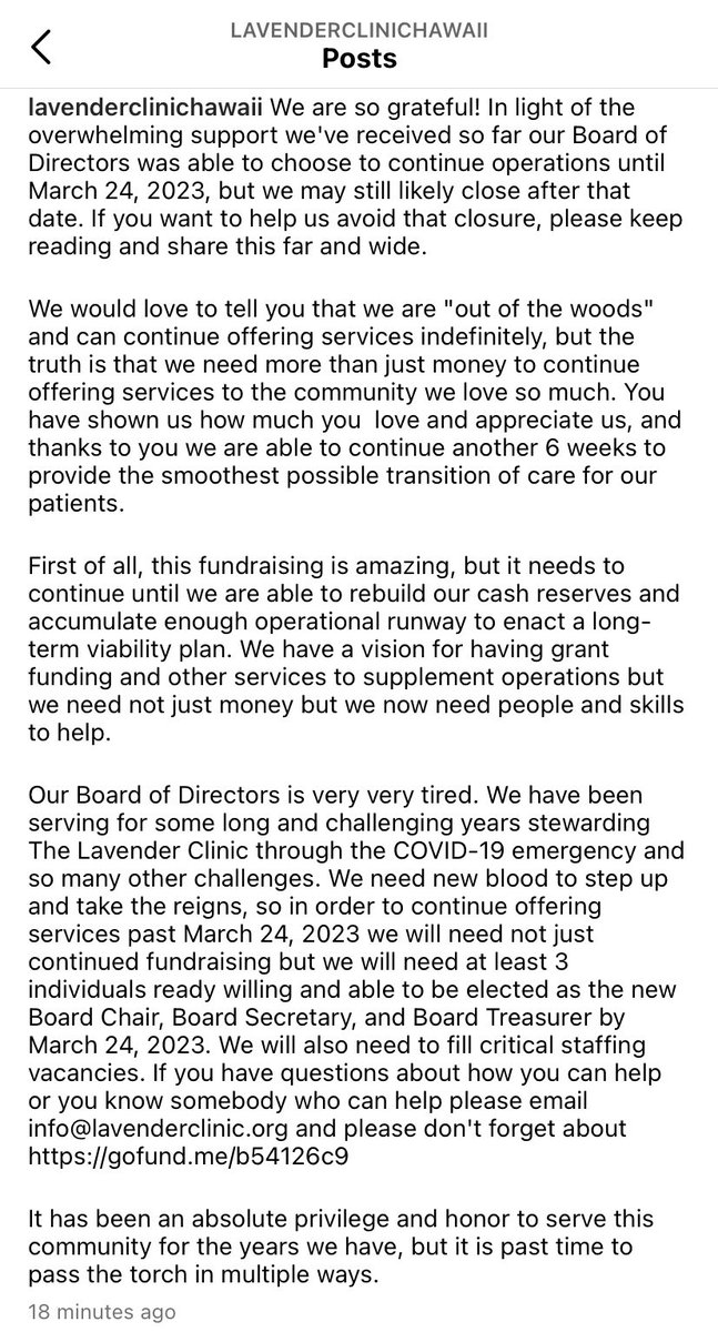 _turntsnacko_'s tweet photo. Update on The Lavender Clinc: 

They are able to continue operating until March 23rd. However they are looking for new people to fill roles in their board of directors. Please continue to spread the word about their situation, Hawai’i still needs this place for LGBTQ+ individuals https://t.co/I3JPMSHHQX