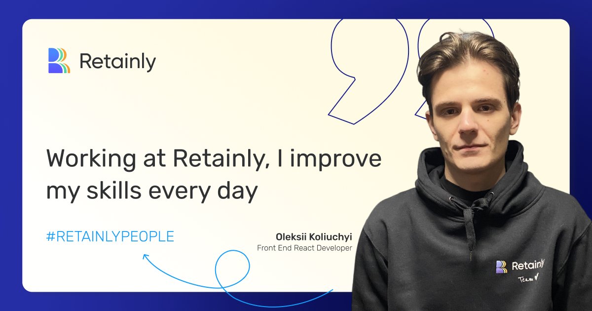 retainly_app's tweet photo. We continue introducing the team behind #Retainly to you!🙃
Meet Oleksii Koliuchyi, our Front End React Developer. 
Oleksiy became interested in IT technologies in his school days after his first computer science lessons. https://t.co/HHC0QshTSX