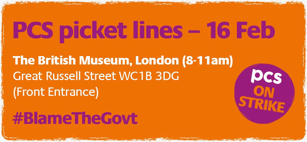 pcs_union's tweet photo. London calling!
Please stop by as say hello 👋 to our striking British Museum strikers. They are back on the picket line today.
Solidarity
#pcsonstrike #HeartUnion❤️ #BlameTheGov https://t.co/FoyQKt6rvQ