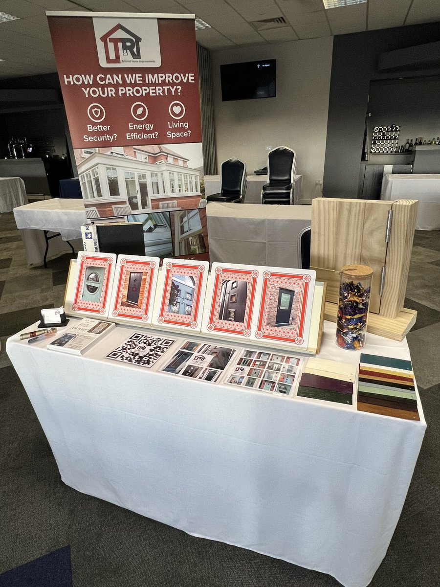 TandR2006's tweet photo. All set up for todays @WorcsFOB at six ways stadium, open from 9am. Pop down and see us and have a chat, and have a go at “Play your doors right” #worcestershirehour #networking #localbusiness https://t.co/Tlq4WrgW6e