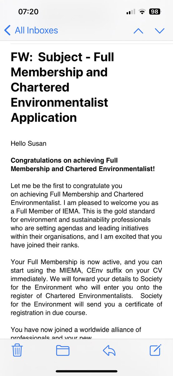 susie_howells's tweet photo. Very happy to be awarded full membership of @iemanet and @SocEnv_HQ Chartered Environmentalist #CEnv #MIEMA
I’m lucky to have worked with some brilliant people and in some great teams over the years, and to work in the best profession
Thanks 😊 https://t.co/TS3vRHeLVY