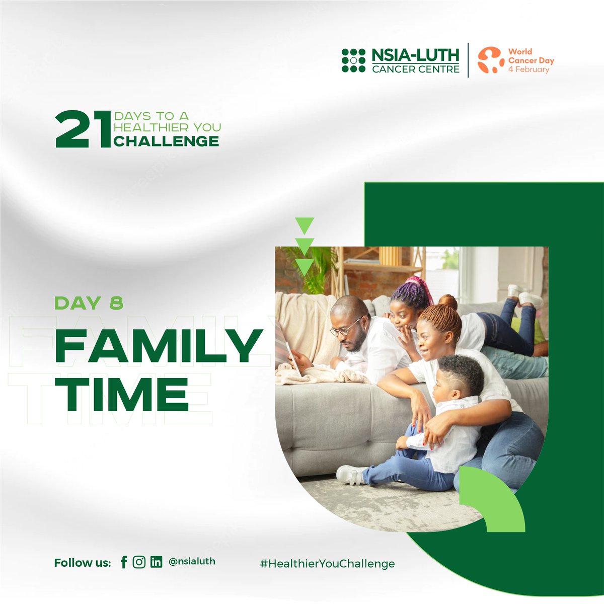 medservecancer's tweet photo. #21DaystoAHealthierYouChallenge.
Day 8: Spend Time with Family. Spending time with family and indulging in leisure activities together strengthens the family bond. This helps in reducing stress, boosts productivity, and improves your mental and physical health. 
#21Days #NLCCWCD https://t.co/qZbaA22O0M