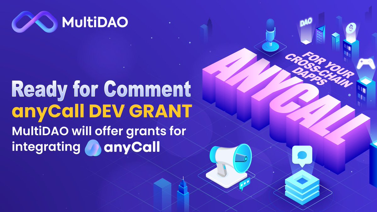 multichaindao's tweet image. 💰For expanding #MultichainVerse, #MultiDAO will offer an #anyCall dev grant from our treasury for those promising ideas. 

💬It's under #RFC stage. For more info, plz check on our forum and feel free to comment: bit.ly/3K5d5pz

⛓️About #anyCall: anycall.multichain.org