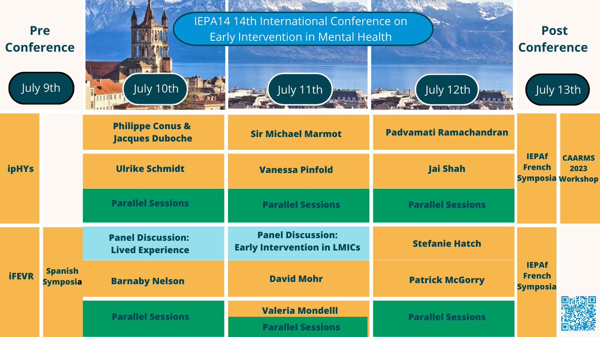 Join 500+ presenters in Switzerland this July for our 14th International Conference on #earlyintervention in #mentalhealth 

Early bird &amp; group registration discounts close February 17th

Full Program Now Available👉bit.ly/40Y2BhH
Register 👉bit.ly/3psMVS4