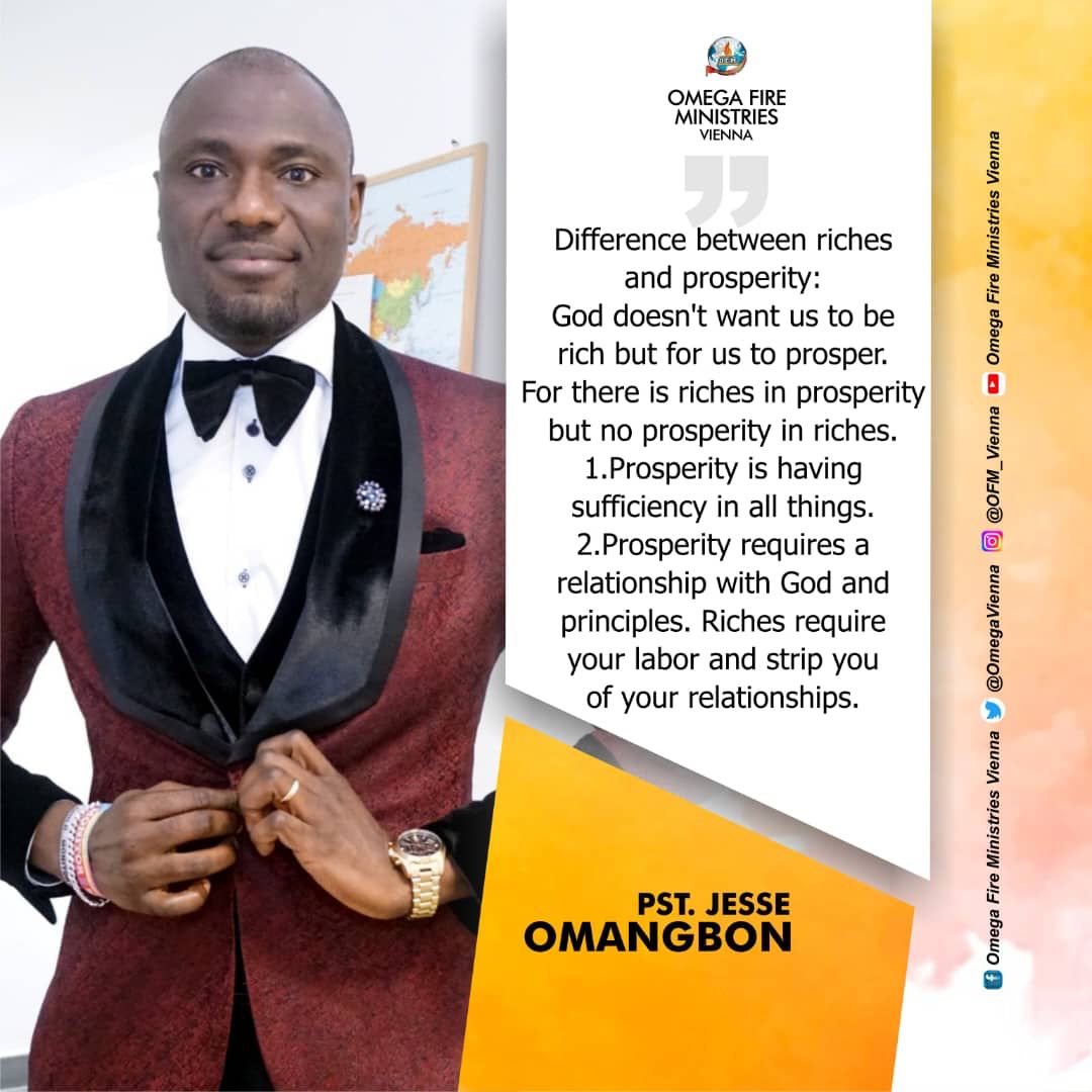 OmegaVienna's tweet photo. Difference between riches and prosperity: God doesn’t want us to be rich but for us to prosper. For there is riches in prosperity but no prosperity in riches.

1. Prosperity is having sufficiency in all things. 
2. Prosperity requires a relationship with God and principles. https://t.co/bKxFhlOk5s