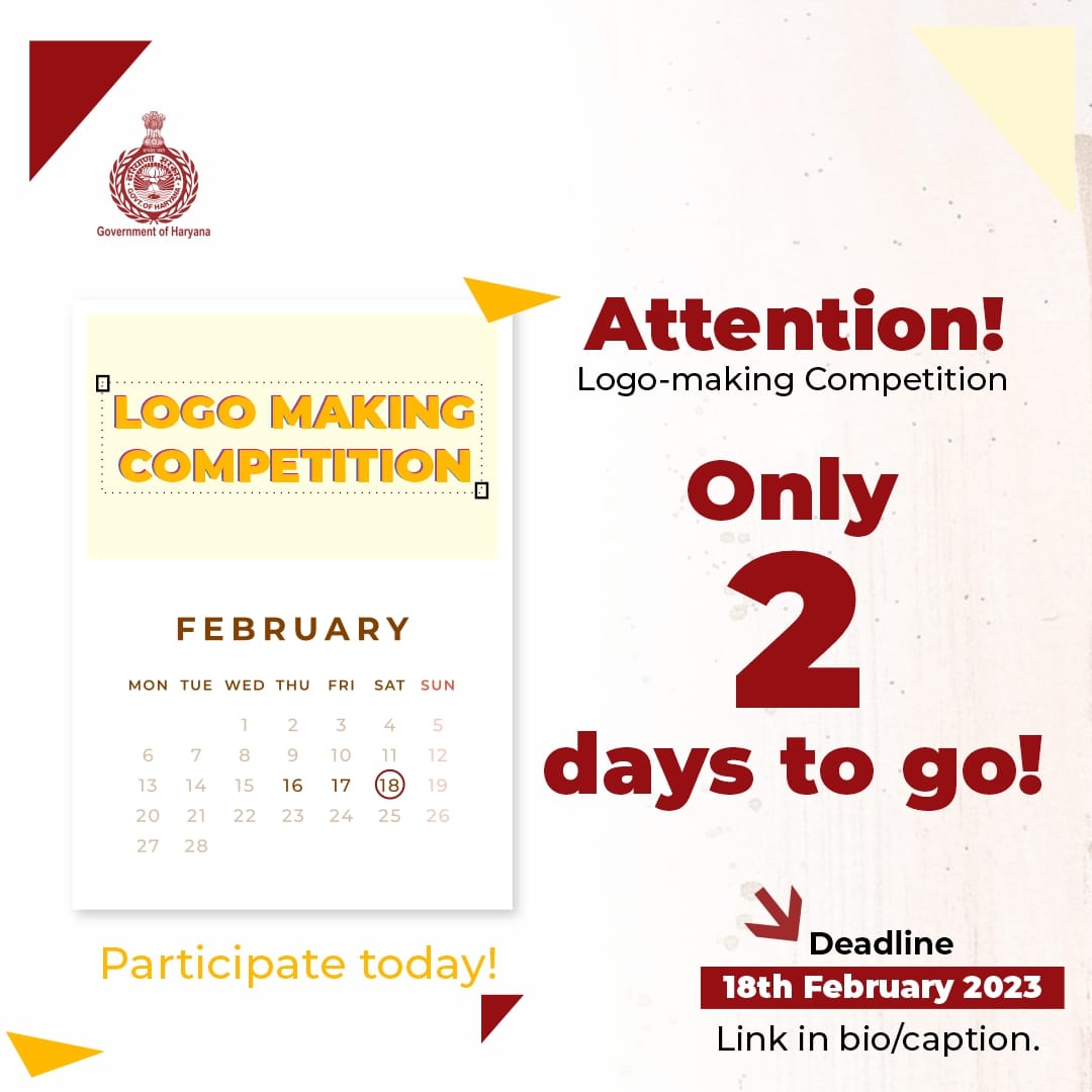 The Winner gets Rs. 51,000/-
.
.
.

Just 2 days to go. Apply today!

#hkrnl #haryanakaushalrozgarnigamltd #contestalert #logomakingcompetition #logodesigns #competition #governmentjobs #haryana #jobs #contractualjobsinharyana