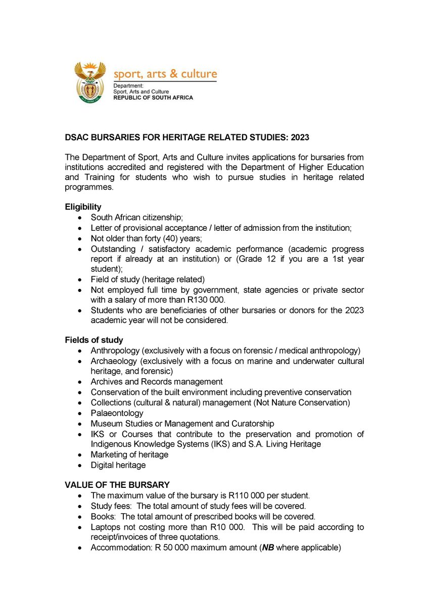 saasst_society's tweet photo. Eligibility: South African citizenship
Deadline: 28 February 2023
Further details in images below.
#bursary #applynow #southafrica #archaeology #saasc #asapa #saass #science #education #learnmore https://t.co/AdJBKui5Bo