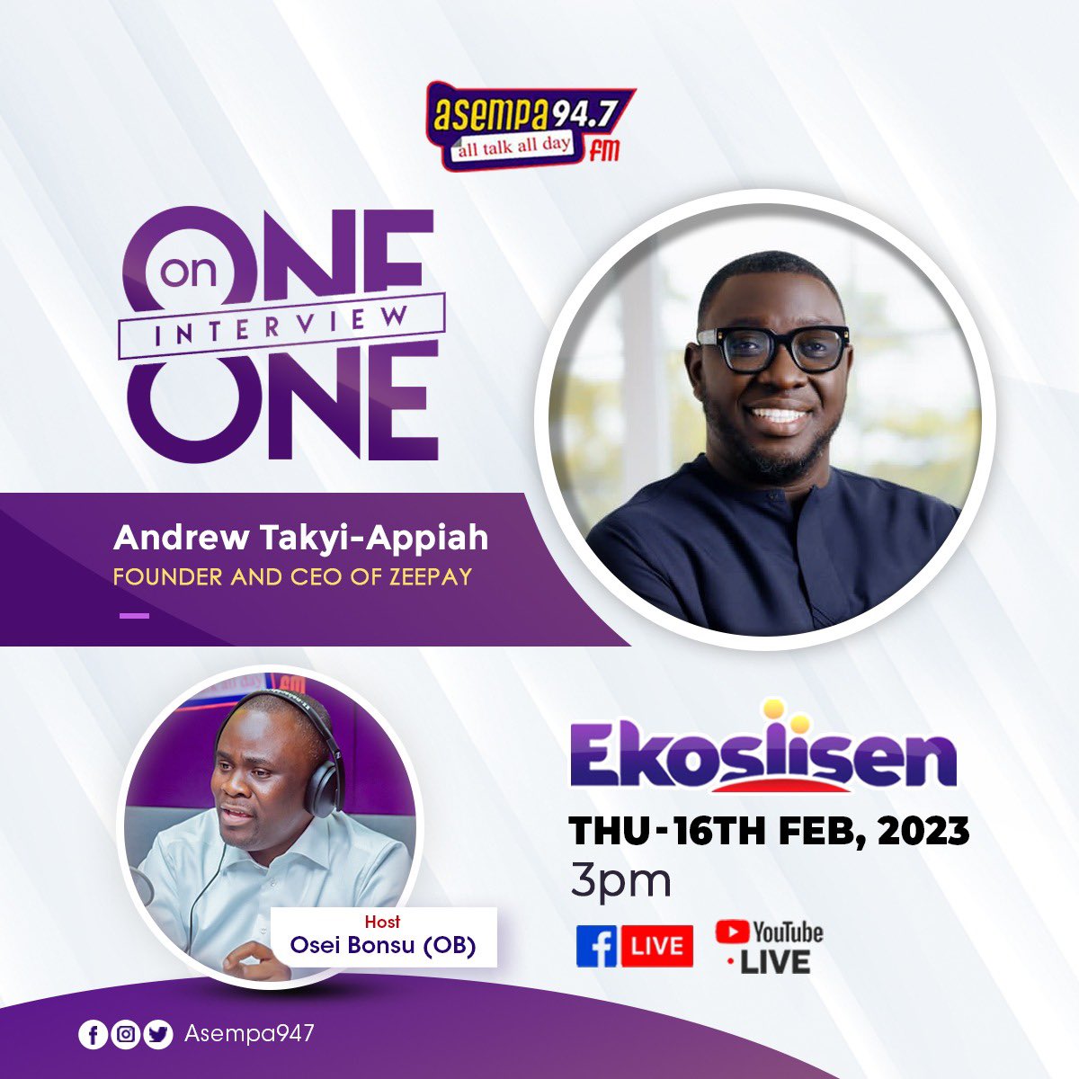 This afternoon, at this time, on @Asempa947_FM  #Ekosiisen