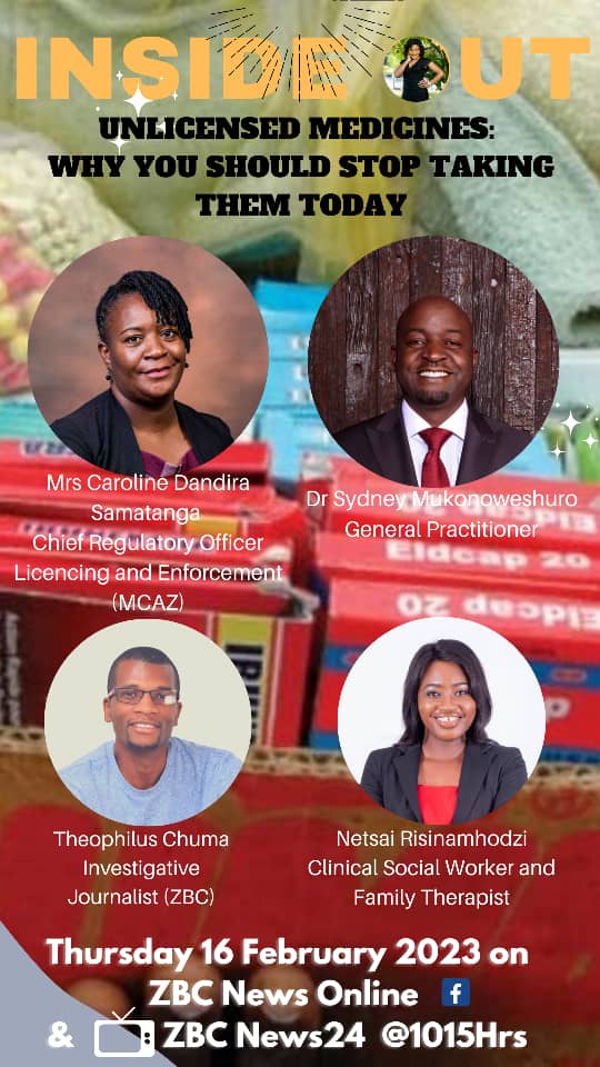 The Authority will be on <a href="/ZBCNewsonline/">ZBC News</a> discussing the issue of unregistered medicines and  the risks associated with taking them.