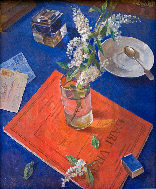 Bird Cherry in a Glass 1932 #PetrovVodkin