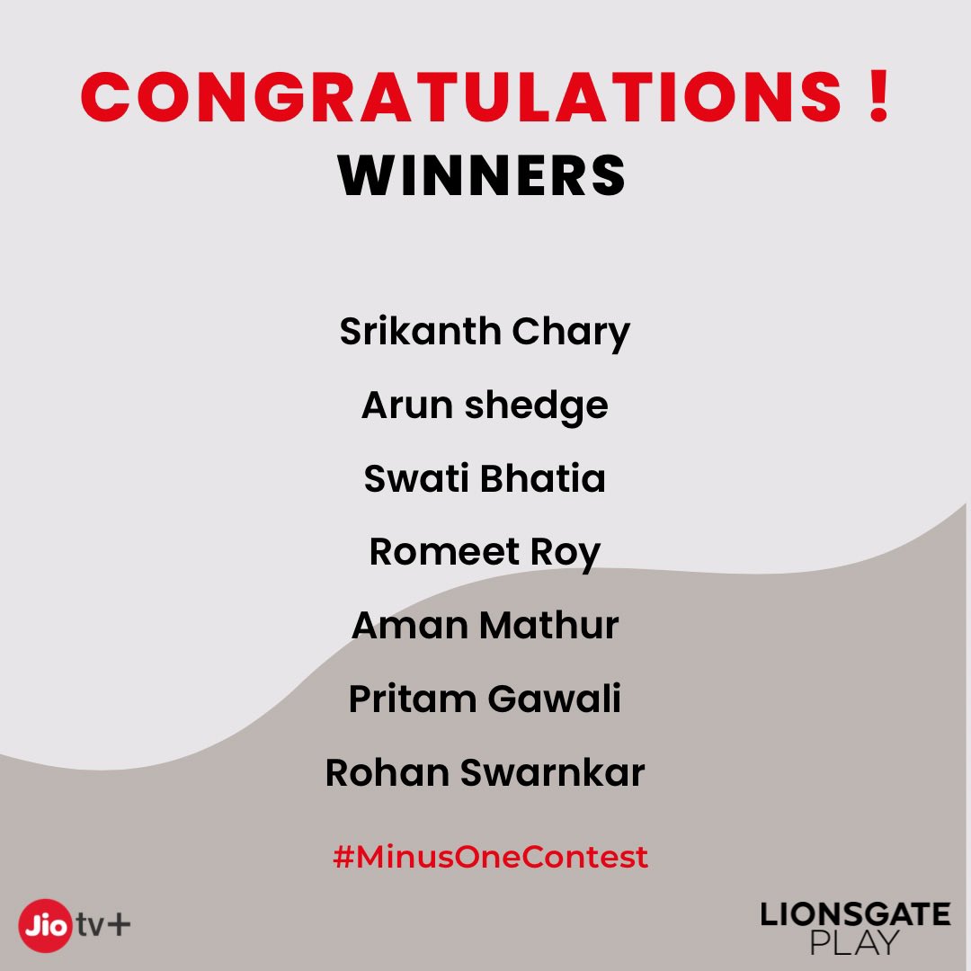 jiotvplus's tweet photo. 🥁 Drum roll please... Congratulations to our incredible contest winners! 🤩
.
.
.
#contestalert #contest #contests #contestalertindia #contestprep #contestgiveaway #contestwinner #contestindia #googlepixel #boatheadphones #ecodot #eco #watchonjiotvplus https://t.co/E8At0idxml