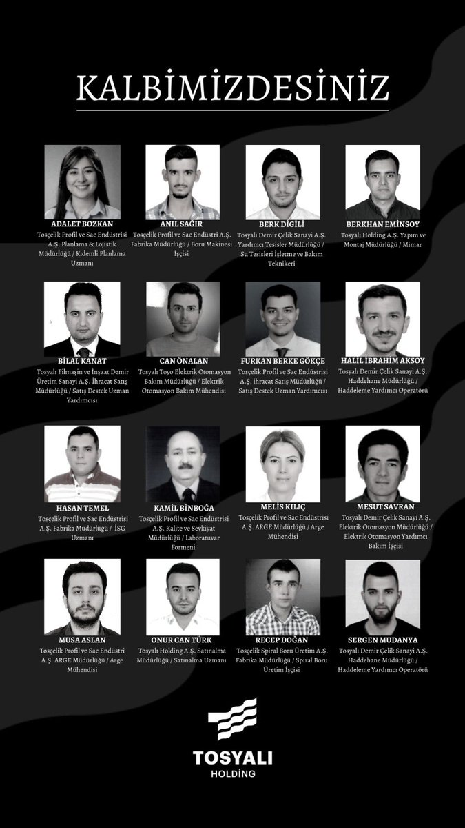 seriftosyali's tweet photo. Hatay ve Osmaniye'deki 6 bine yakın çalışanımızı ve çevremizi etkileyen deprem felaketinde,kıymetli arkadaşlarmızı kaybetmenin derin üzüntüsü içerisindeyiz.Hayatını kaybeden değerli arkadaşlarımıza Allah’tan rahmet,kederli ailelerine ve tüm Tosyalı Ailemize baş sağlığı diliyoruz. https://t.co/Dz7P3id9oC