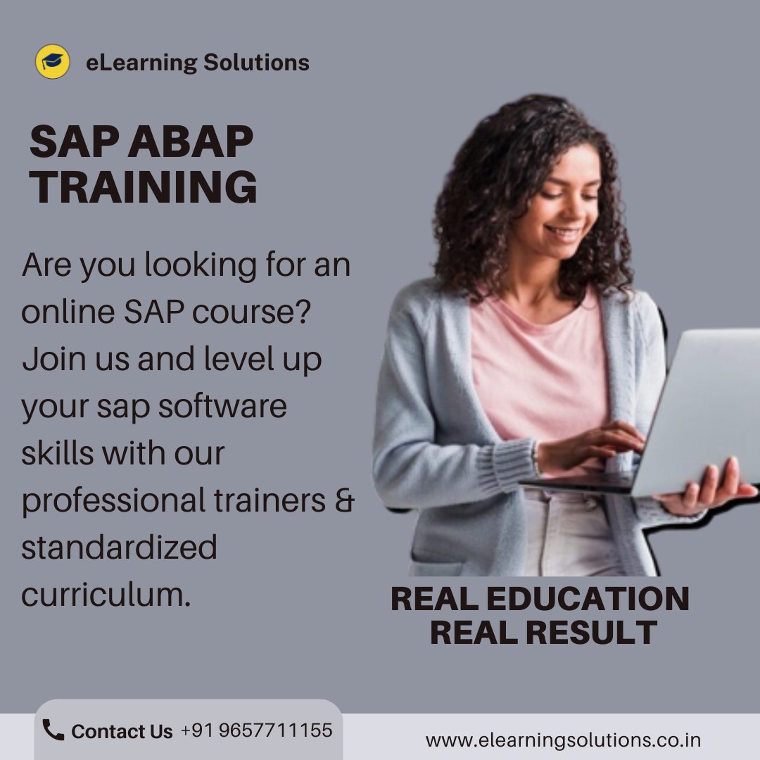 Are you looking for SAP training, Join with us.
 #elearningsolutions #sapabap #sap #abap #sapcourse #onlinecourse #itcourse #sapsoftware #pune #ITinstitute
- Posted by Ryzely