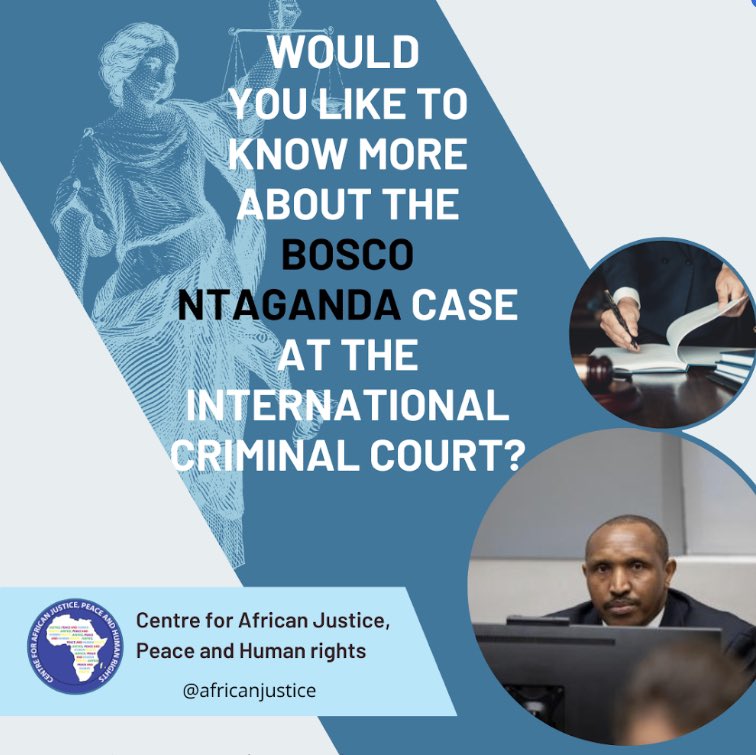 CentreRights's tweet photo. The Centre for African Justice would like to present the case of Bosco Ntaganda. Our Capacity Building Team has been working diligently to provide these case briefs so make sure to check out our website! #icc #criminaljustice #cajph #education #casebrief https://t.co/DLfTGv7alk