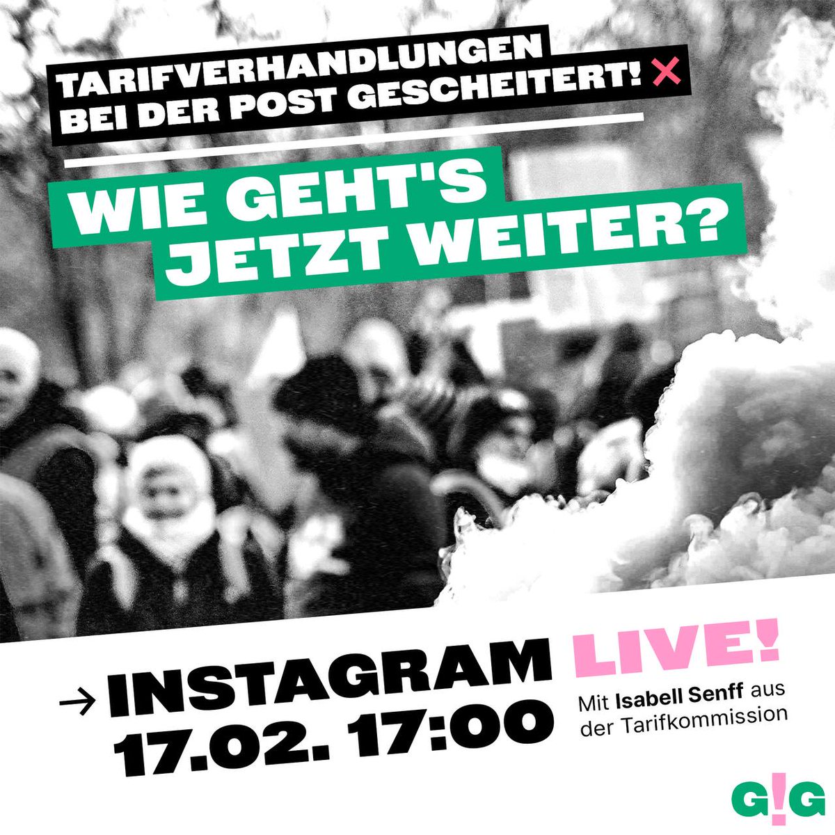 wirsagengenug's tweet photo. 📯📯 Insta-Live zum Poststreik: Fr, 17.02., 17 Uhr - Folgt jetzt der Erzwingungsstreik? 📯📯

Das besprechen wir live auf Instagram mit Isabell Senff, die für die kämpferischen Post-Beschäftigten in der Konzerntarifkommission sitzt. Seid dabei und sagt's weiter! https://t.co/c7B15rDQ82