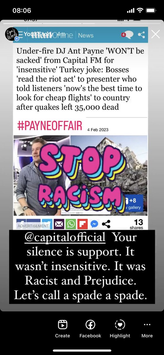 OiOya's tweet photo. @CapitalOfficial your silence is showing support to prejudice comments. Insensitive doesn’t cut it. It’s racism. 500+ Ofcom complaints and you still haven’t spoken. Riot act. How about you act like a responsible broadcaster @ant_man_go #PayneOffAir  @Ofcom https://t.co/F0AOYminWX