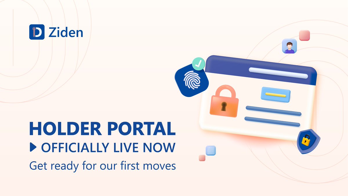 🚨[OFFICIALLY LIVE] THE HOLDER PORTAL IS READY ON TESTNET 

📍Experience our first #feature now: app.ziden.io
🔎Follow our guidelines: youtu.be/G4eM2Ep7zak

It's time to take over your identity control power!

#ziden #Identityplatform #SSI #Zidenholderportal