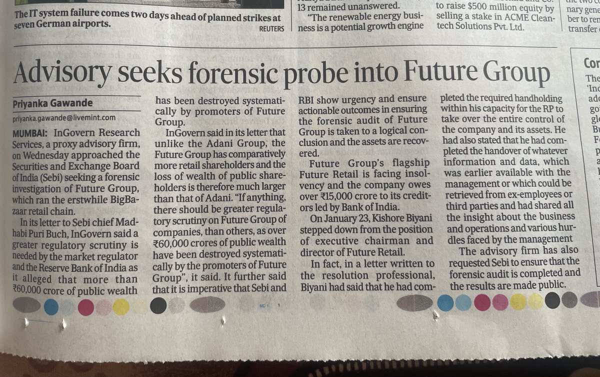 spiritualghost's tweet image. "If anything, there should be greater regulatory screening on Future Group...as over Rs 60,000 crores of public wealth has been destroyed systematically by promoters of the Future Group" #FutureRetail