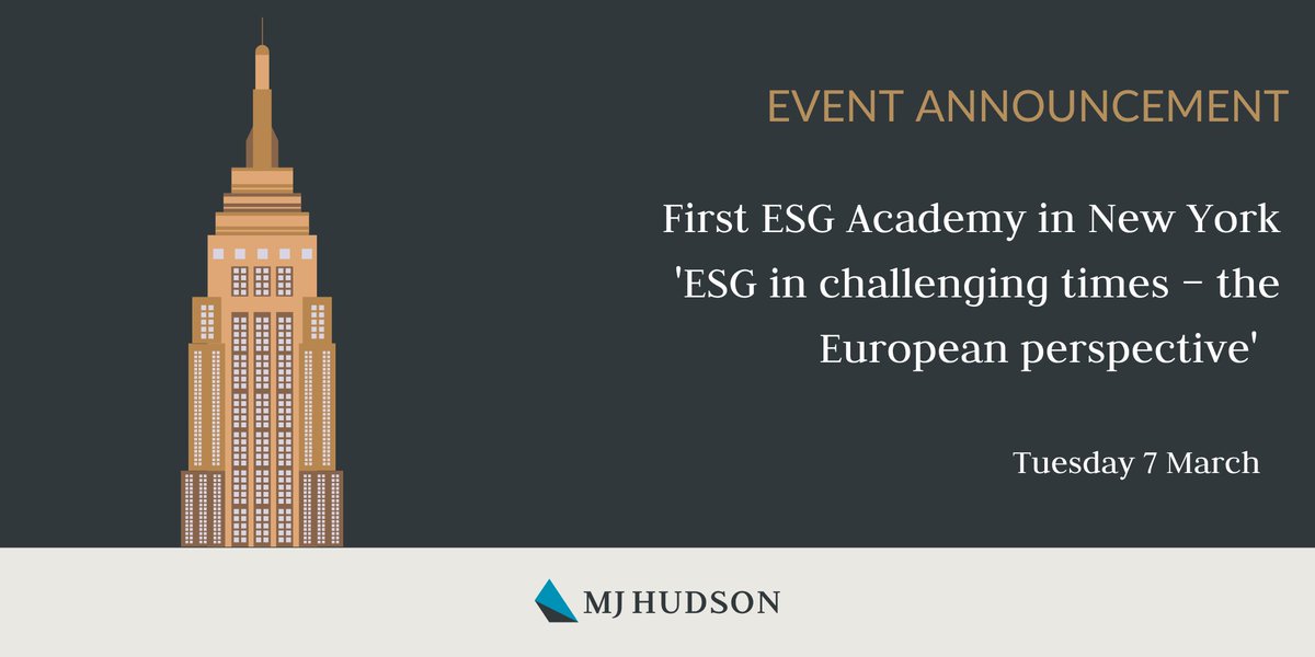 🏢 Our New York office is now officially open, and we are happy to announce the launch of our ESG Academy ‘ESG in challenging times – the European perspective’. 

🎉 If you would like to register interest, please do so here: lnkd.in/e-MPtrhg
 
#ESG #Sustainability #NetZero